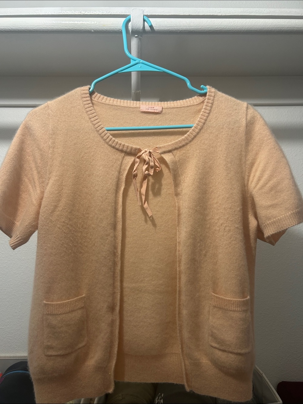 J. Crew Peach Short-Sleeve Cashmere Cardigan